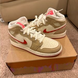 Jordan Kids' Cream and Red Sneakers